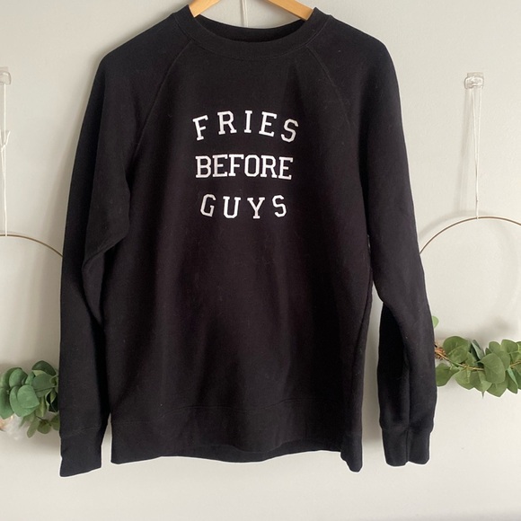Brunette The Label Tops - Brunette the Label The Fries Before Guys Crew Neck Sweatshirt Black sweatshirt